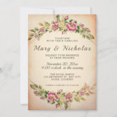 素朴エレガントヴィンテージフローラ結婚式招待状 招待状 (正面)