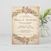 素朴エレガントヴィンテージフローラ結婚式招待状 招待状 (スタンド正面)