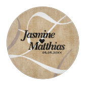 素朴エレガントヴィンテージモノグラム結婚Burlap カッティングボード (正面)