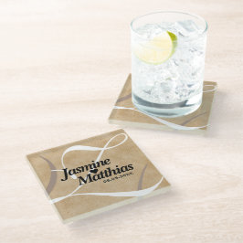 素朴エレガントヴィンテージモノグラム結婚Burlap ガラスコースター