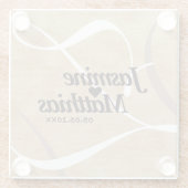 素朴エレガントヴィンテージモノグラム結婚Burlap ガラスコースター (裏面)