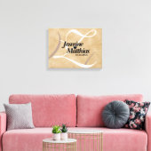 素朴エレガントヴィンテージモノグラム結婚Burlap キャンバスプリント (インサイチュ (リビング))