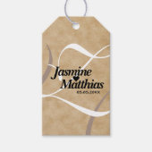 素朴エレガントヴィンテージモノグラム結婚Burlap ギフトタグ (正面)
