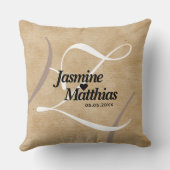 素朴エレガントヴィンテージモノグラム結婚Burlap クッション (裏面)
