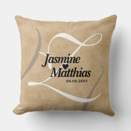 素朴エレガントヴィンテージモノグラム結婚Burlap クッション