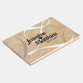 素朴エレガントヴィンテージモノグラム結婚Burlap ゲストブック (コーナー)