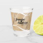 素朴エレガントヴィンテージモノグラム結婚Burlap ショットグラス (正面)