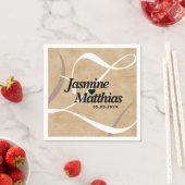 素朴エレガントヴィンテージモノグラム結婚Burlap スタンダードカクテルナプキン (インサイチュ)