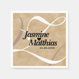 素朴エレガントヴィンテージモノグラム結婚Burlap スタンダードカクテルナプキン