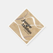 素朴エレガントヴィンテージモノグラム結婚Burlap スタンダードカクテルナプキン (角)