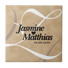 素朴エレガントヴィンテージモノグラム結婚Burlap タイル