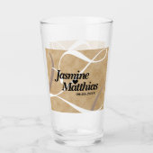 素朴エレガントヴィンテージモノグラム結婚Burlap タンブラーグラス (正面)