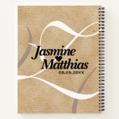 素朴エレガントヴィンテージモノグラム結婚Burlap ノートブック (裏面)