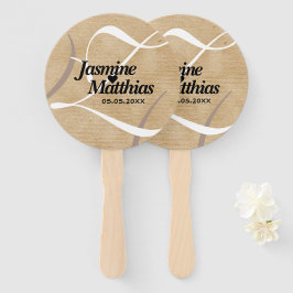 素朴エレガントヴィンテージモノグラム結婚Burlap ハンドファン