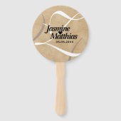 素朴エレガントヴィンテージモノグラム結婚Burlap ハンドファン (正面)