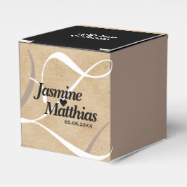 素朴エレガントヴィンテージモノグラム結婚Burlap フェイバーボックス