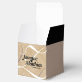 素朴エレガントヴィンテージモノグラム結婚Burlap フェイバーボックス (オープン)