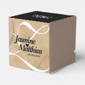 素朴エレガントヴィンテージモノグラム結婚Burlap フェイバーボックス (裏面サイド)