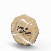 素朴エレガントヴィンテージモノグラム結婚Burlap フォトブロック (右)