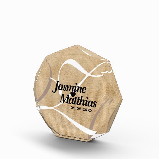 素朴エレガントヴィンテージモノグラム結婚Burlap フォトブロック (右)