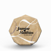 素朴エレガントヴィンテージモノグラム結婚Burlap フォトブロック (正面)