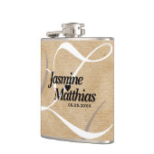 素朴エレガントヴィンテージモノグラム結婚Burlap フラスク (左)