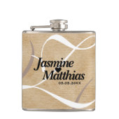素朴エレガントヴィンテージモノグラム結婚Burlap フラスク (正面)