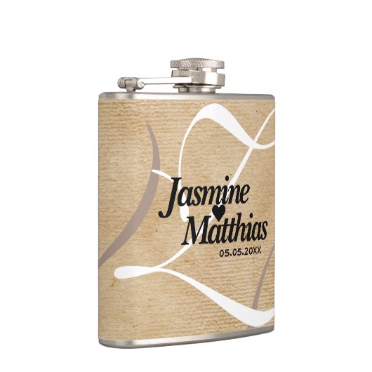 素朴エレガントヴィンテージモノグラム結婚Burlap フラスク (右)