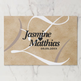 素朴エレガントヴィンテージモノグラム結婚Burlap ペーパーパッド