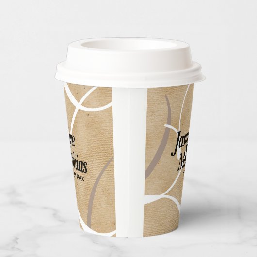 素朴エレガントヴィンテージモノグラム結婚Burlap 紙コップ (右)