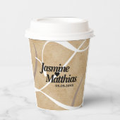 素朴エレガントヴィンテージモノグラム結婚Burlap 紙コップ (正面)