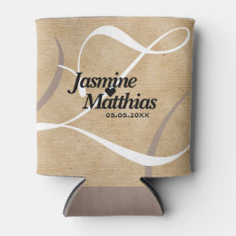 素朴エレガントヴィンテージモノグラム結婚Burlap 缶クーラー