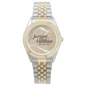 素朴エレガントヴィンテージモノグラム結婚Burlap 腕時計 (正面)