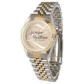 素朴エレガントヴィンテージモノグラム結婚Burlap 腕時計 (アングル)