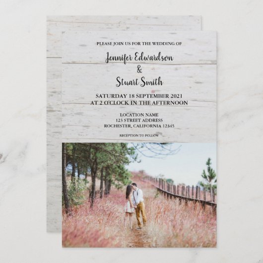 素朴エレガント写真国の結婚式 招待状 (正面/裏面)