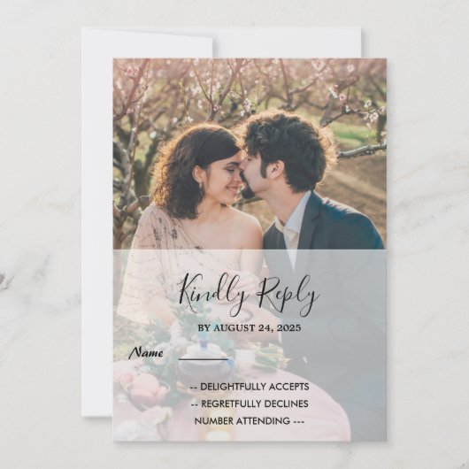 素朴エレガント写真国ウェディングRSVP 招待状 (正面)
