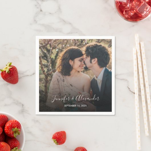 素朴エレガント写真結婚boho s スタンダードカクテルナプキン (インサイチュ)