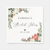 素朴エレガント冬フローラブライダルシャワー スタンダードカクテルナプキン (正面)