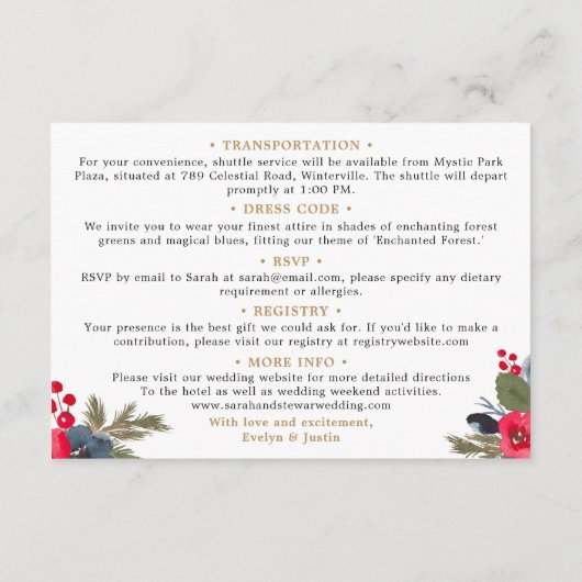 素朴エレガント冬フローラ結婚詳細 エンクロージャーカード (裏面)