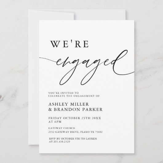 素朴エレガント婚約パーティだ婚約した 招待状 (正面)