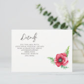 素朴エレガント水彩画の赤いポピー結婚の エンクロージャーカード (スタンド正面)