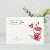 素朴エレガント水彩画の赤いポピー結婚の サンキューカード (スタンド正面)