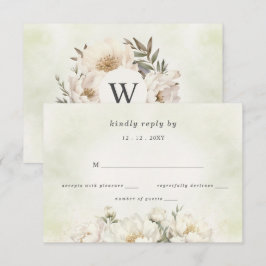 素朴エレガント白フローラ結婚ズ 出欠カード