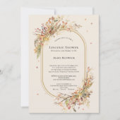 素朴エレガント秋ベージュ結婚のランジェリーシャワー 招待状 (正面)