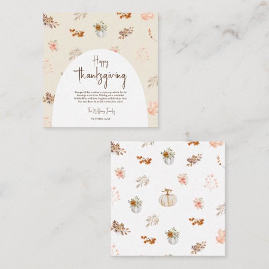 素朴エレガント秋感謝状グリーティングカード エンクロージャーカード (正面/裏面)