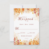 素朴エレガント紅葉水結婚色 出欠カード (正面)