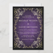 素朴エレガント紫金ゴールド結婚ズ 招待状 (正面)