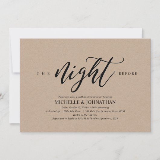 素朴エレガント結婚リハーサル招待状 招待状 (正面)