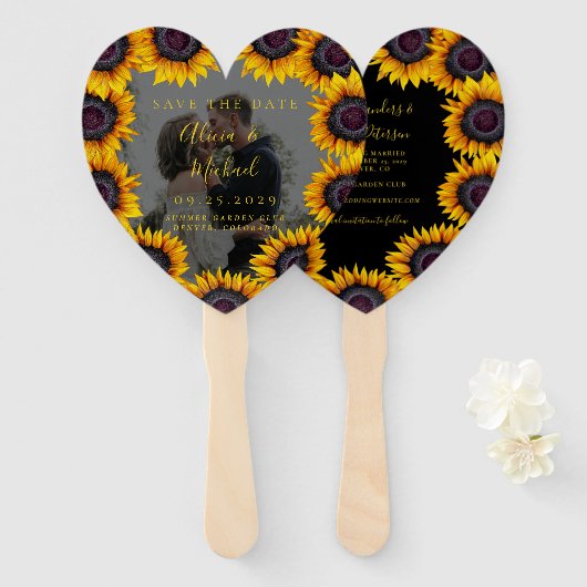 素朴エレガント結婚写真救日時 ハンドファン (正面&裏面)