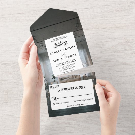 素朴エレガント結婚秋フローラ結婚ズ オールインワン招待状 (貼ってはがせる)